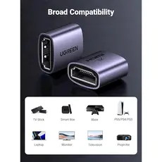 ადაპტერი UGREEN HD159 (90592), HDMI Female to HDMI Female Adapter, Grey, 3 image