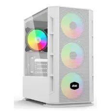 ქეისი 2E Gaming Computer case Calleo GB700W, without PSU, 2xUSB 3.0, 1xUSB 2.0, 4x120mm ARGB, controller with remote, TG Side Window, mATX, White