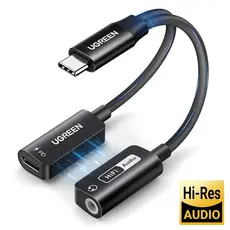 აუდიო ადაპტერი UGREEN CM721 (25837), Type-C to 3.5mm Audio Adapter with Power Delivery, Black, 3 image