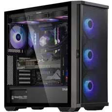 ქეისი Zalman Computer case Z10, without PSU, 2xUSB3.0, 1xUSB Type-C, 3x140mm Black fans, 1x120mm Black fans, TG Side Panel, EATX, Black, 5 image