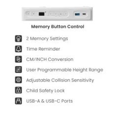 ელექტრო მაგიდა Vertex VX-1SSD-01NW Single Motor Sit-Stand Desk with Drawer &amp; Memory Control, 10 image