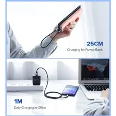 USB კაბელი Ugreen US288 (60126) UGREEN USB 2.0 A to Type C Cable Nickel Plating Aluminum Braid 1m (Black), 3 image