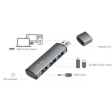 USB ჰაბი Logilink UA0395 USB 3.2 Gen2 3-port Hub with Aluminum Casing, 4 image