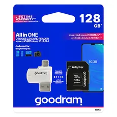 მეხსიერების ბარათი GOODRAM All in One 128GB MICRO CARD class 10 UHS I + card reader, 4 image