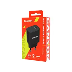 ადაპტერი Canyon 20W wall charger CNE-CHA20B02 USB-C Black, 3 image