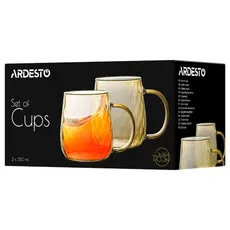 ყავის ჭიქა Ardesto Set of cups Golden Moon, borosilicate glass, 350 ml, 2 pcs, 3 image