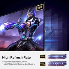 ვიდეო კაბელი UGREEN DP118 (15384), 16K DisplayPort To DisplayPort, 2m, Grey/Black, 6 image