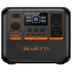 ელექტრო სადგური Bluetti AC70P, 864Wh, USB-C, USB-A, Power Station, Black