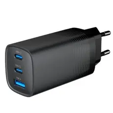 ადაპტერი Gembird TA-UC-PDQC65-01-BK 3-port 65 W GaN USB PowerDelivery fast charger Black, 2 image