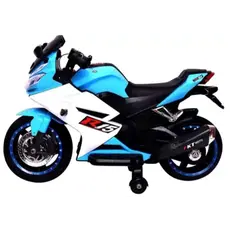 ბავშვის ელექტრო მოტოციკლი R15 კაუჩუკის საბურავებით/ტყავის სავარძლით, 2 image