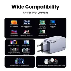 მობილურის დამტენი UGREEN X757(25874) Nexode Pro, 100W, USB, USB Type-C, Grey, 4 image