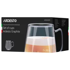 ყავის ჭიქა Ardesto Set of cups Graphite,  borosilicate glass, 300 ml, 2 pcs, 3 image