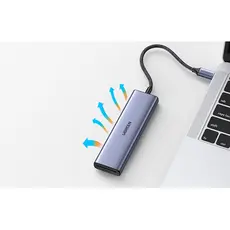 USB-C ჰაბი UGREEN CM511 (20956A), Type-C, USB, HDMI, TF/SD, Hub, Grey, 5 image
