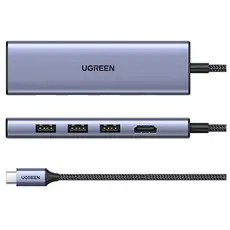 USB-C ჰაბი UGREEN CM511 (20956A), Type-C, USB, HDMI, TF/SD, Hub, Grey, 3 image