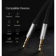 აუდიო კაბელი UGREEN AV119 (10733), 3.5mm Male to 3.5mm Male Cable, 1m, Black, 6 image
