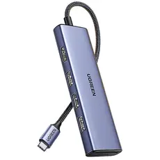 USB-C ჰაბი UGREEN CM511 (20956A), Type-C, USB, HDMI, TF/SD, Hub, Grey, 2 image