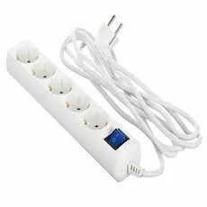 დამაგრძელებელი 2E 5XSchuko with switch, 3G*1.5mm2, 3m, white