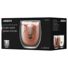 ყავის ჭიქა Ardesto Double wall borosilicate glass mug set Animals, 300 ml, 2 pcs, 4 image