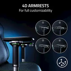 სათამაშო სავარძელი Razer chair Iskur V2 EPU Leather, 4D-Armrests, black-green, 7 image