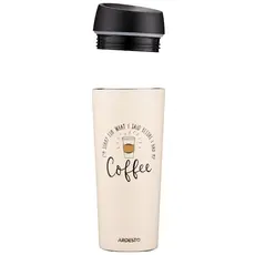 თერმოსი Ardesto Travel mug Coffee Time, 450ml, stainless steel, beige, 3 image
