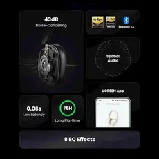 ყურსასმენი UGREEN HP203 (35757), Headset, Wireless, Bluetooth, Black, 5 image