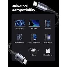 ვიდეო კაბელი UGREEN US355 (80150), 4K Video Cable , 100W Type-c To Type-c USB C To USB C 3.2 Gen 2 Cable, 1m, Black, 5 image