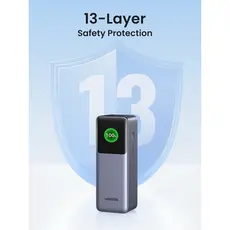 პორტატული დამტენი UGREEN PB722 (35525B) Nexode with Smart Digital Display, 25000mAh, Type-C, USB, Power Bank, Grey, 3 image