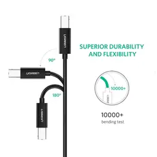 პრინტერის კაბელი UGREEN US241 (80811), USB-C Male To USB-B 2.0 Male, Printer Cable, 1M, Black, 4 image