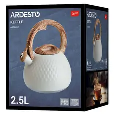 ჩაიდანი Ardesto Kettle Gemini, 2.5l, stainless steel, beige, 4 image