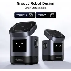 უსადენო დამტენი UGREEN Uno W709 (45775) Qi2, 15W, 2-in-1 Magnetic Wireless Charger, Black/Grey, 4 image