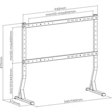 ტელევიზორის სადგამი Logilink BP0200 TV monitor mount 45-90" adjustable height 60kg max. Black, 3 image
