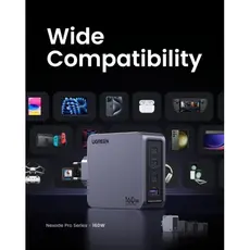 მობილურის დამტენი UGREEN X763 (25877) Nexode Pro, 160W, Type-C, USB, Grey, 6 image