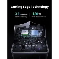 მობილურის დამტენი UGREEN X763 (25877) Nexode Pro, 160W, Type-C, USB, Grey, 5 image