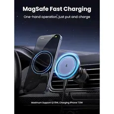 უსადენო დამტენი UGREEN W525 (35029), 15W, Magnetic Car Wireless Charger, Grey, 6 image