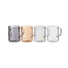 ჭიქების ნაკრები Ardesto Set of cups Shine mix, 260ml, 4pcs, borosilicate glass, transparent, golden, grey, pearlescent, 2 image