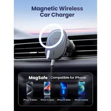 უსადენო დამტენი UGREEN CD345 (15120), 15W, Magnetic Car Wireless Charger MagSafe, Black, 6 image