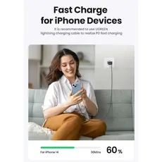 მობილურის დამტენი UGREEN 25871 Nexode Pro, 65W, USB, Type-C, Gray + Type-c Cable 1,5M, 6 image