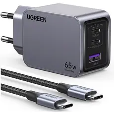 მობილურის დამტენი UGREEN 25871 Nexode Pro, 65W, USB, Type-C, Gray + Type-c Cable 1,5M, 2 image