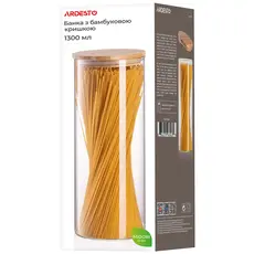 ქილა Ardesto Jar Midori, 1300ml, glass, bamboo, round, transparent, 6 image