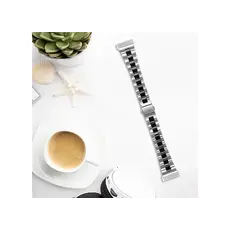 სმარტ საათის სამაჯური For Samsung Galaxy Watch Stainless Steel 3-Bead Watch Strap 20mm Replace Band - Silver+Black, 4 image