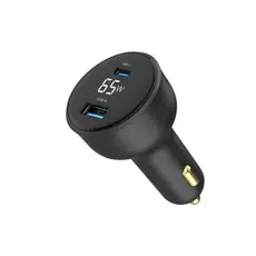 მანქანის დამტენი Gembird TA-UC-AC2PD65LCD-CAR-01 2-port USB Car Fast Charger USB-C PD LCD 65W Black, 6 image