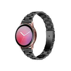 სმარტ საათის სამაჯური For Samsung Galaxy Watch Stainless Steel 3-Bead Watch Strap 20mm Replace Band - Black, 3 image