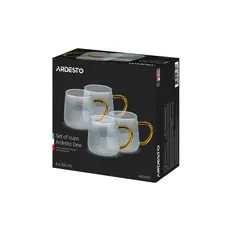 ჭიქების ნაკრები Ardesto Set of cups  Dew, 350ml, 4pcs, borosilicate glass, transparent, 4 image