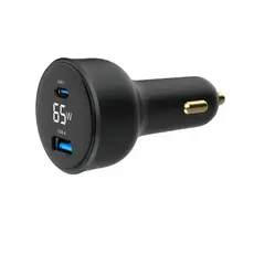 მანქანის დამტენი Gembird TA-UC-AC2PD65LCD-CAR-01 2-port USB Car Fast Charger USB-C PD LCD 65W Black, 5 image
