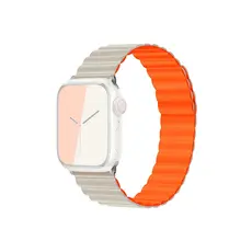 სმარტ საათის სამაჯური TVC KALEBOL Magnetic Watch Band for Apple Watch Series 10 9 8 7 SE 6 5 4 3 2 1 42mm 41mm 40mm 38mm Silicone Adjustable Strap - Starlight Orange, 3 image