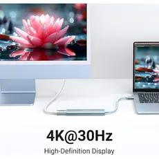 USB-C ჰაბი UGREEN CM478 (35581), USB, USB-C, HDMI, HUB, Blue, 6 image