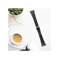 სმარტ საათის სამაჯური For Samsung Galaxy Watch Stainless Steel 3-Bead Watch Strap 20mm Replace Band - Black, 4 image