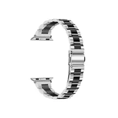 სმარტ საათის სამაჯური For Samsung Galaxy Watch Stainless Steel 3-Bead Watch Strap 20mm Replace Band - Silver+Black, 2 image