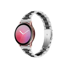 სმარტ საათის სამაჯური For Samsung Galaxy Watch Stainless Steel 3-Bead Watch Strap 20mm Replace Band - Silver+Black, 3 image