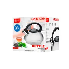 ჩაიდანი Ardesto Kettle Gemini, 3l, stainless steel, 5 image